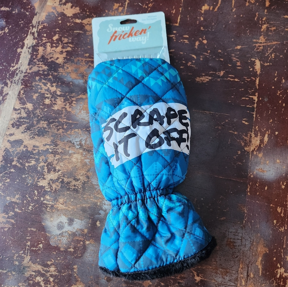 Blue Novelty Quilted Ice Scraper Mitt